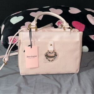 Juicy Couture Pink Satchel with Textured Leather and Gold Hardware